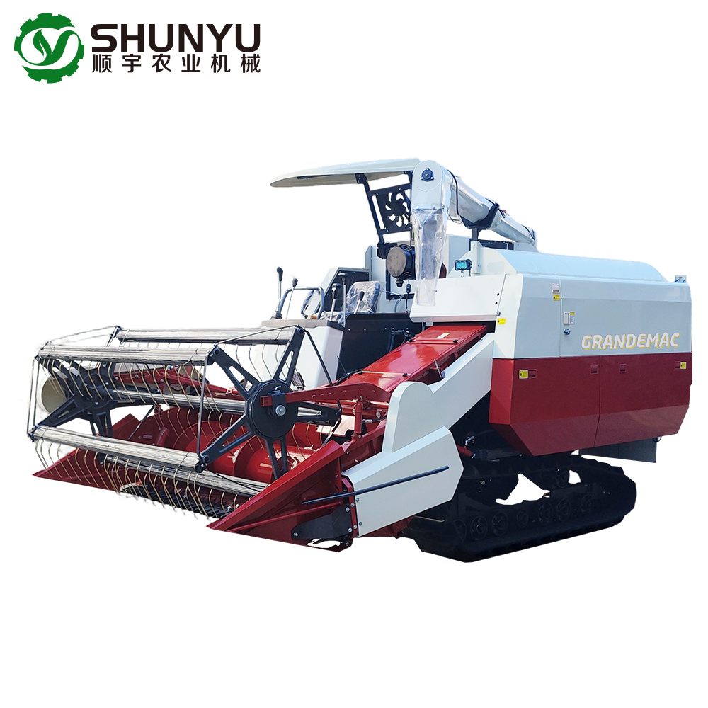 Compact combine harvester operating efficiently in a small family farm field