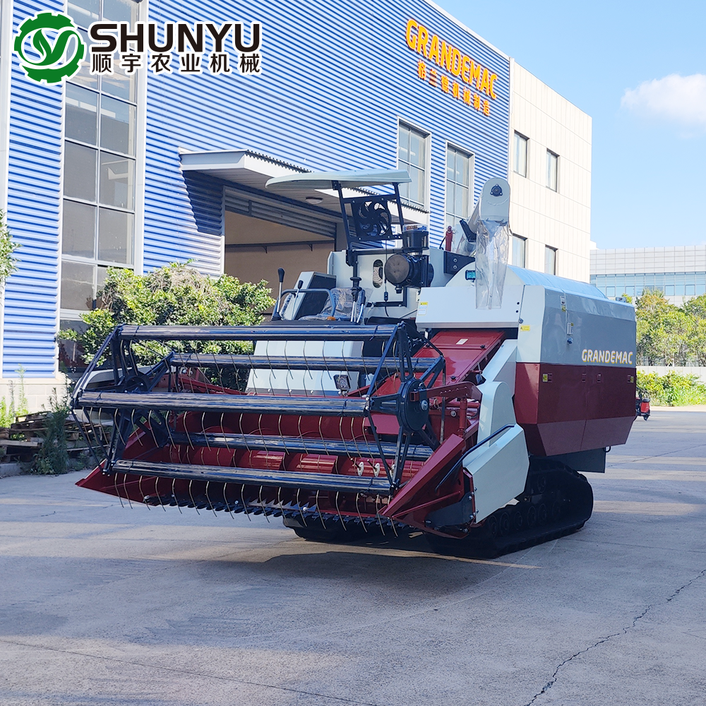 High-Efficiency Grain Combine Harvester in Paddy Field
